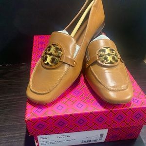NIB Tory Burch Metal Miller 15MM Goat Leather Loafer Size 9 Tan